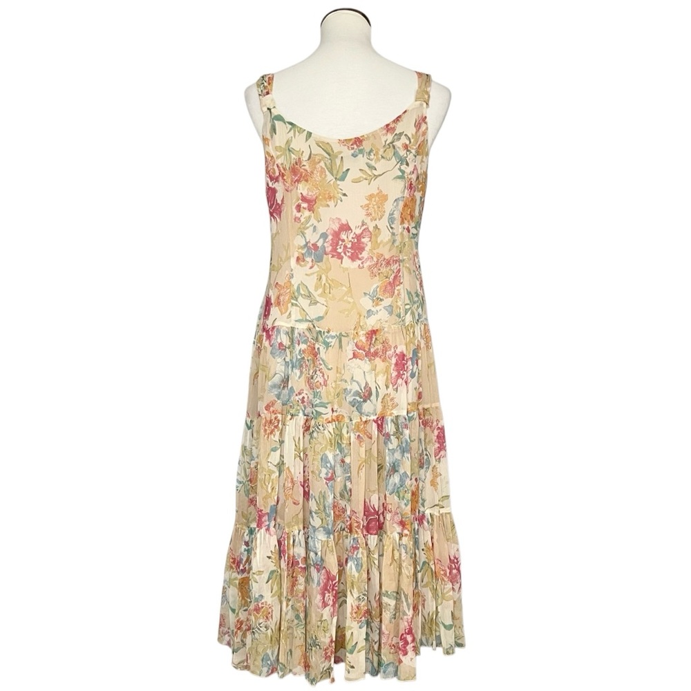 Nine West Floral‎ Sleeveless 100% Silk Tiared Dress Size 10P Dainty - Picture 3 of 12
